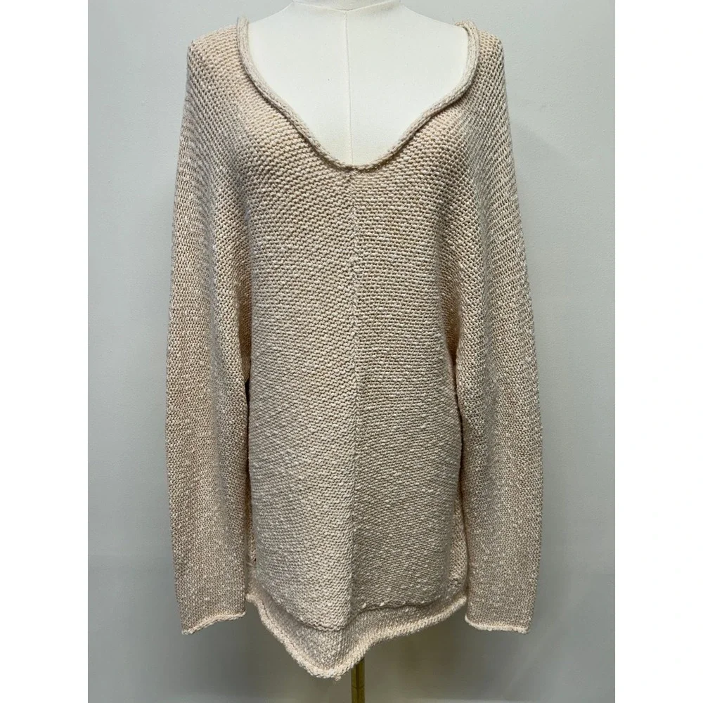 Free People Bright Lights Open Knit Dolman Sweater Cream Medium Beach Coastal